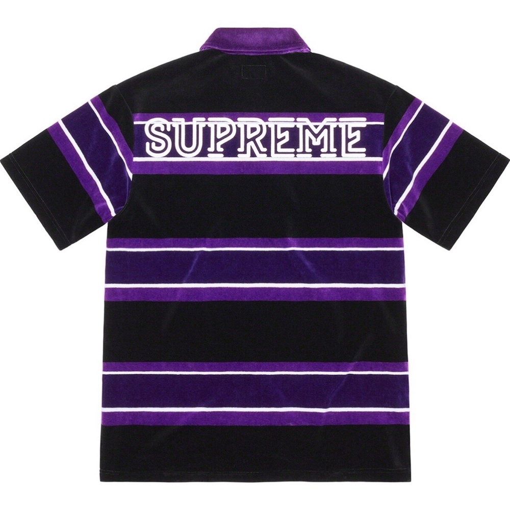 SUPREME STRIPE VELOUR POLO / SIZE LARGE - Picture 2 of 7